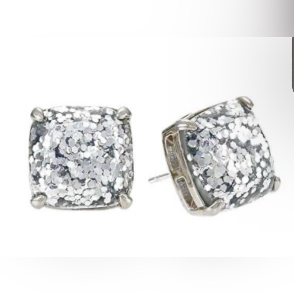 SOLD Kate Spade Silver Glitter Stud Earrings NWOT